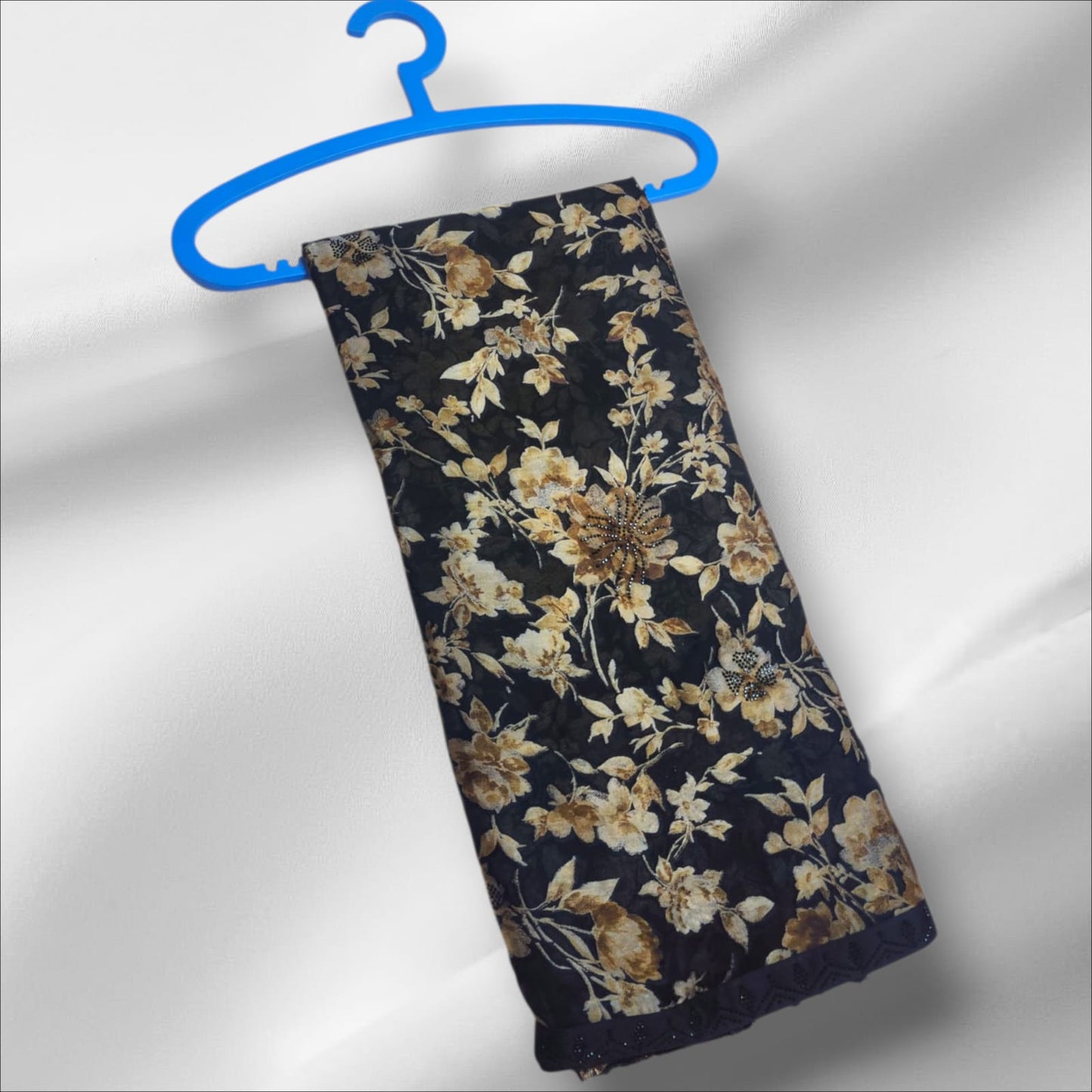 Black & Golden Floral Elegance Saree