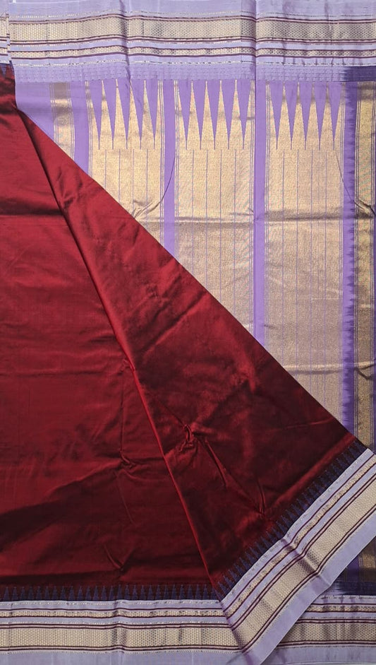Maroon-Lilac Ilkal Silk