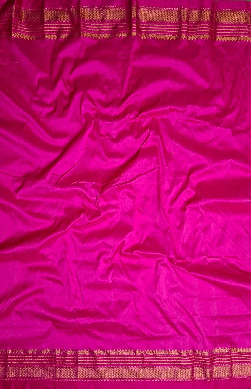 Pink & White Ilkal Mini Checks Saree