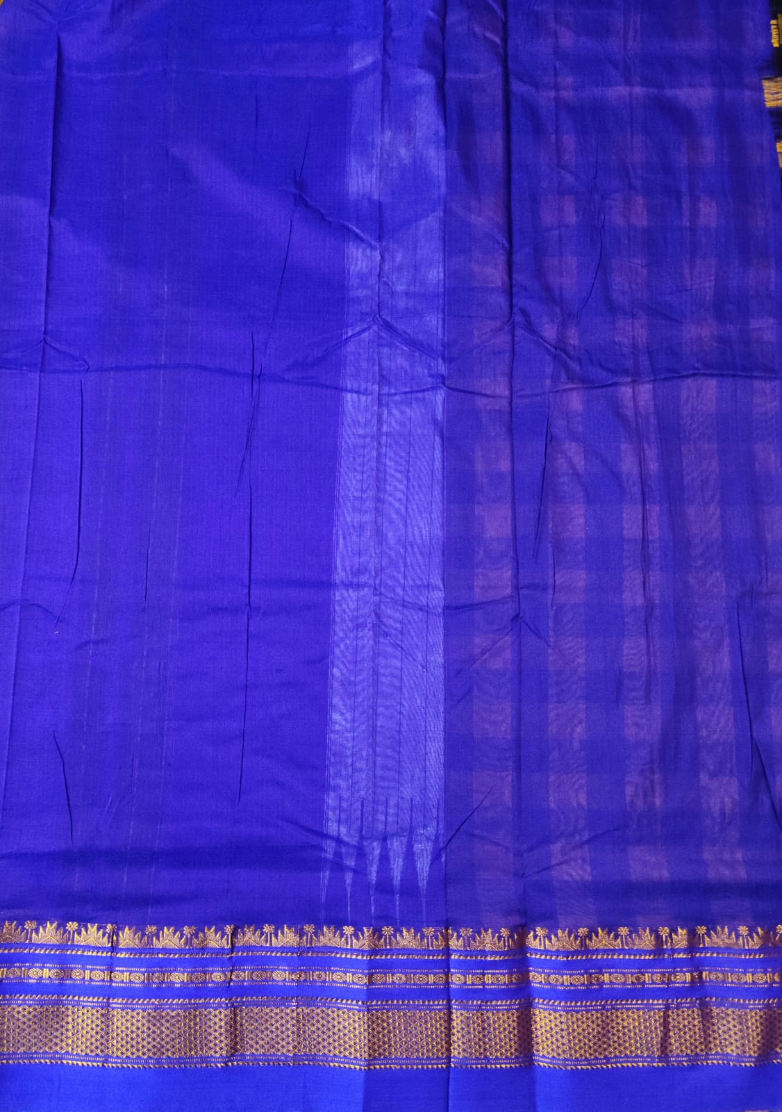 Mustard Yellow and Deep Black Ilkal Big Checks Saree with Rich Pallu