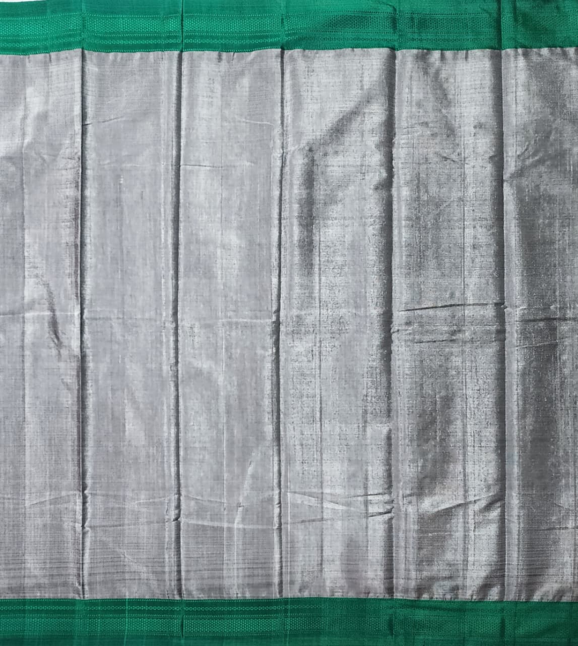 Grey Ilkal Viscose Handloom Saree with Silk Pallu & chikki Paras Border