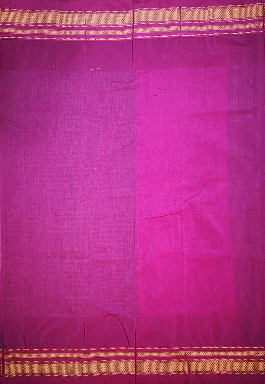 Emerald Green Ilkal Checks Butta Saree with Magenta Zari Border