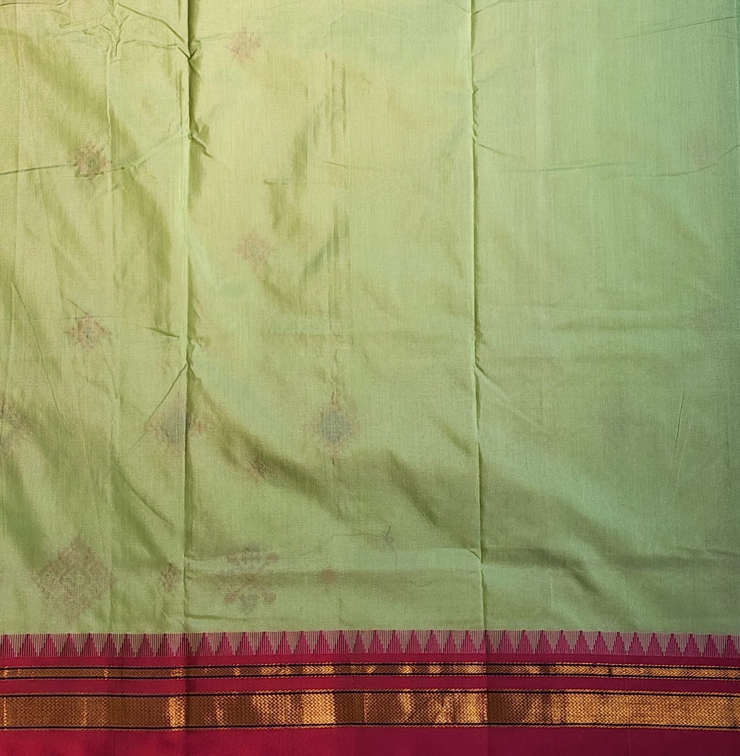 sage green flower Ilkal Kasuti Cotton Saree