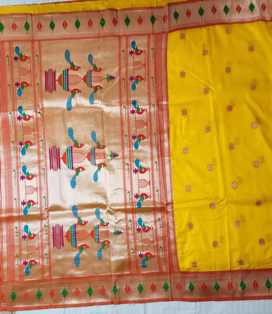 Radiant Yellow Soft Silk Paithani Saree