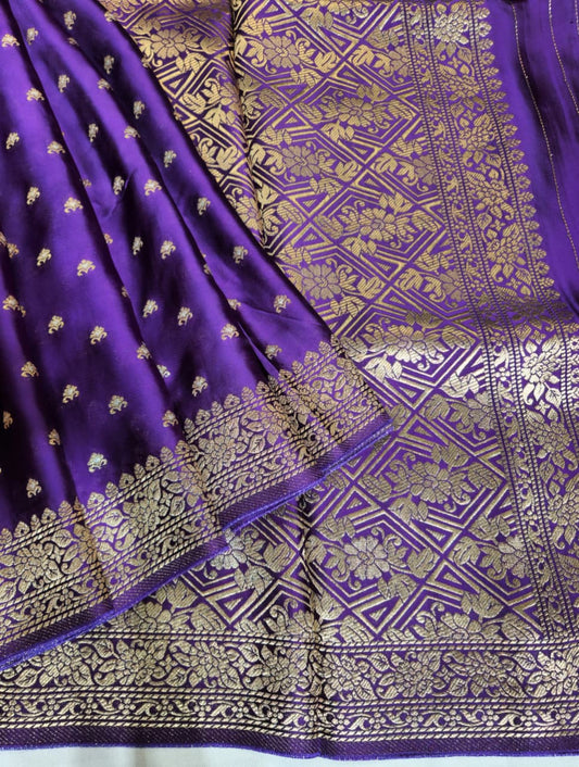 Purple Banaras Silk Saree with Gold Zari