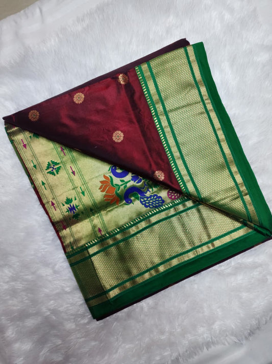 Rich Maroon -Paithani-Silk