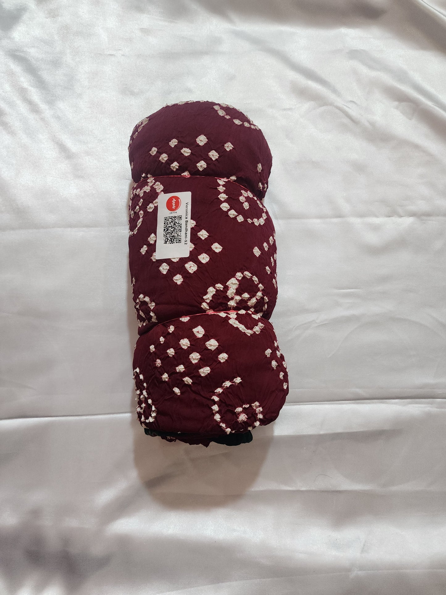 Maroon Bandhani Modal Silk Saree with Golden Panels