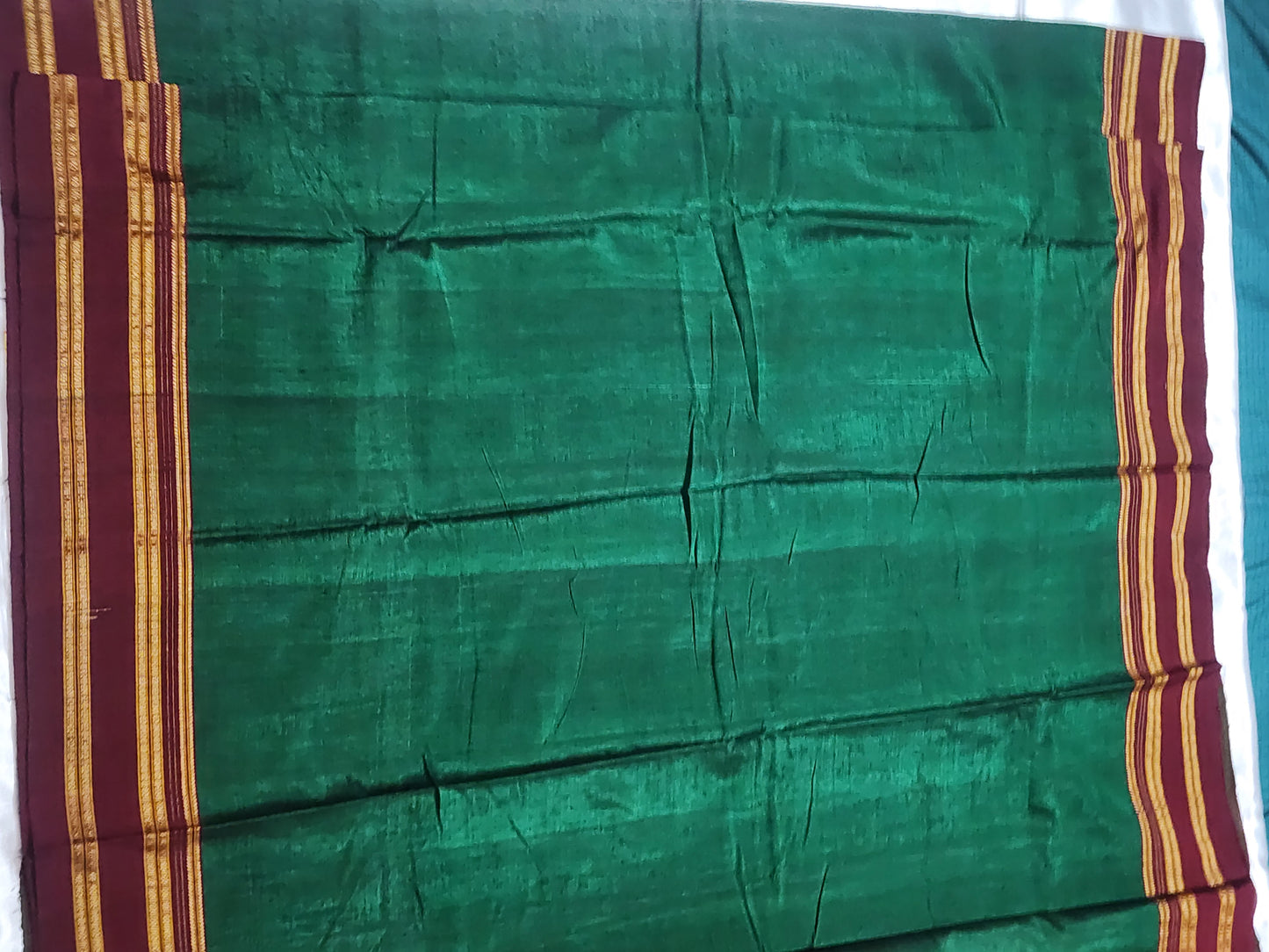 Green Maroon Ilkal Viscose Silk Saree