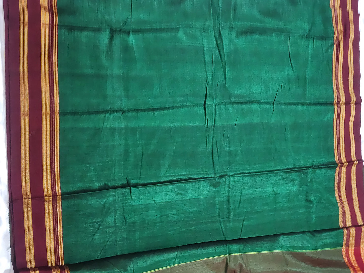 Green Maroon Ilkal Viscose Silk Saree