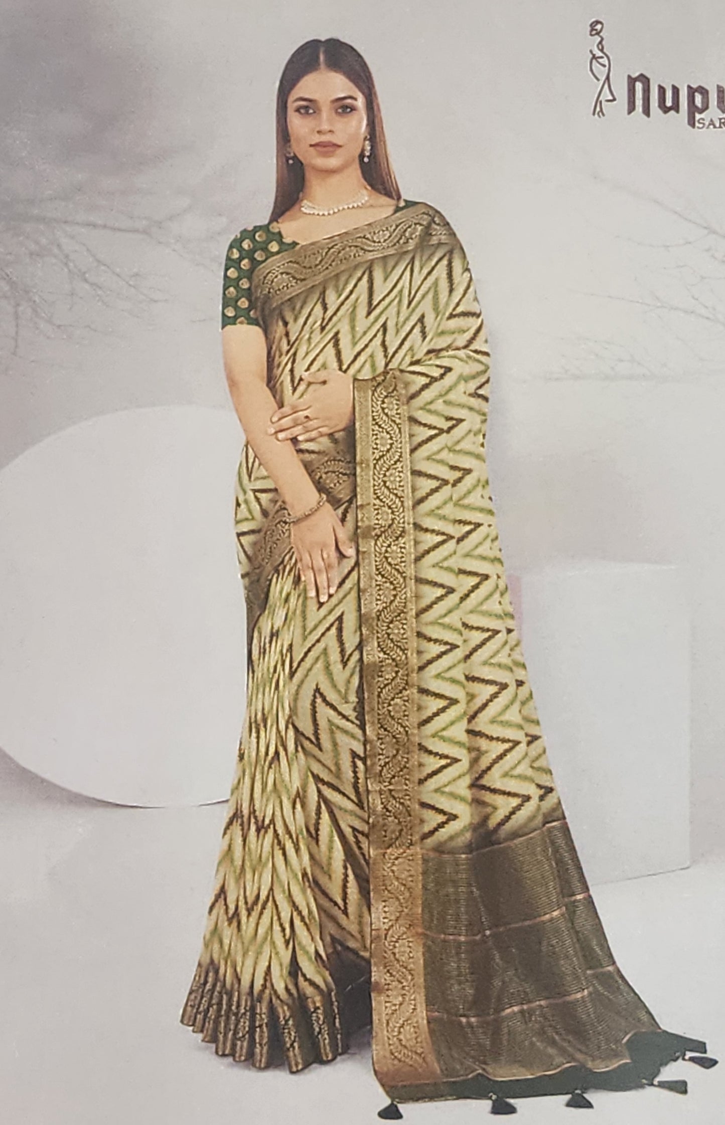 cream dola silk wave print