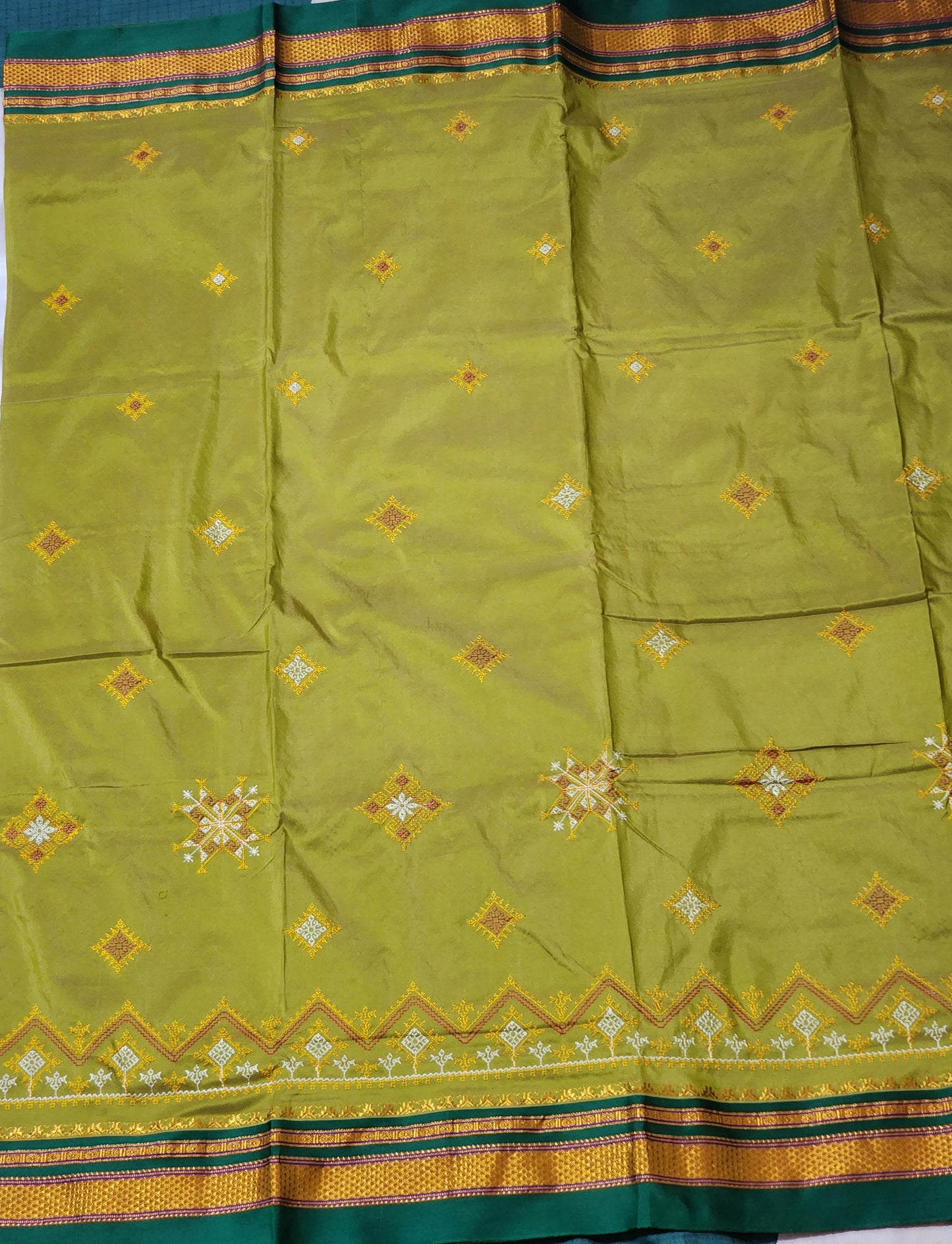 Olive green Ilkal Cotton Saree