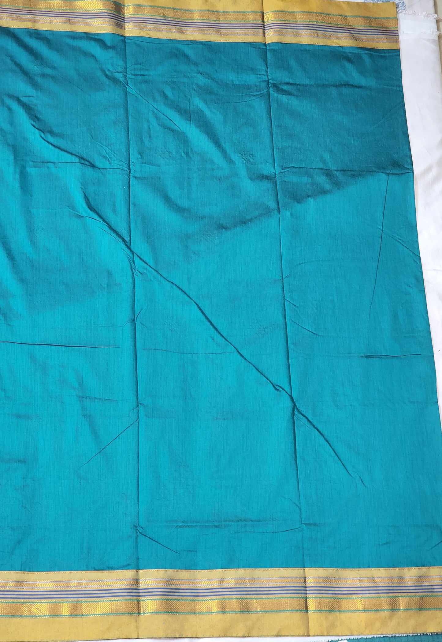 Teal blue Ilkal Cotton Saree