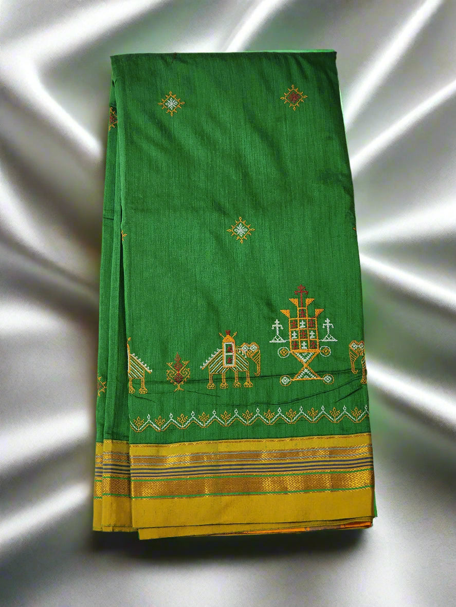 Parrot green Ilkal Cotton Saree