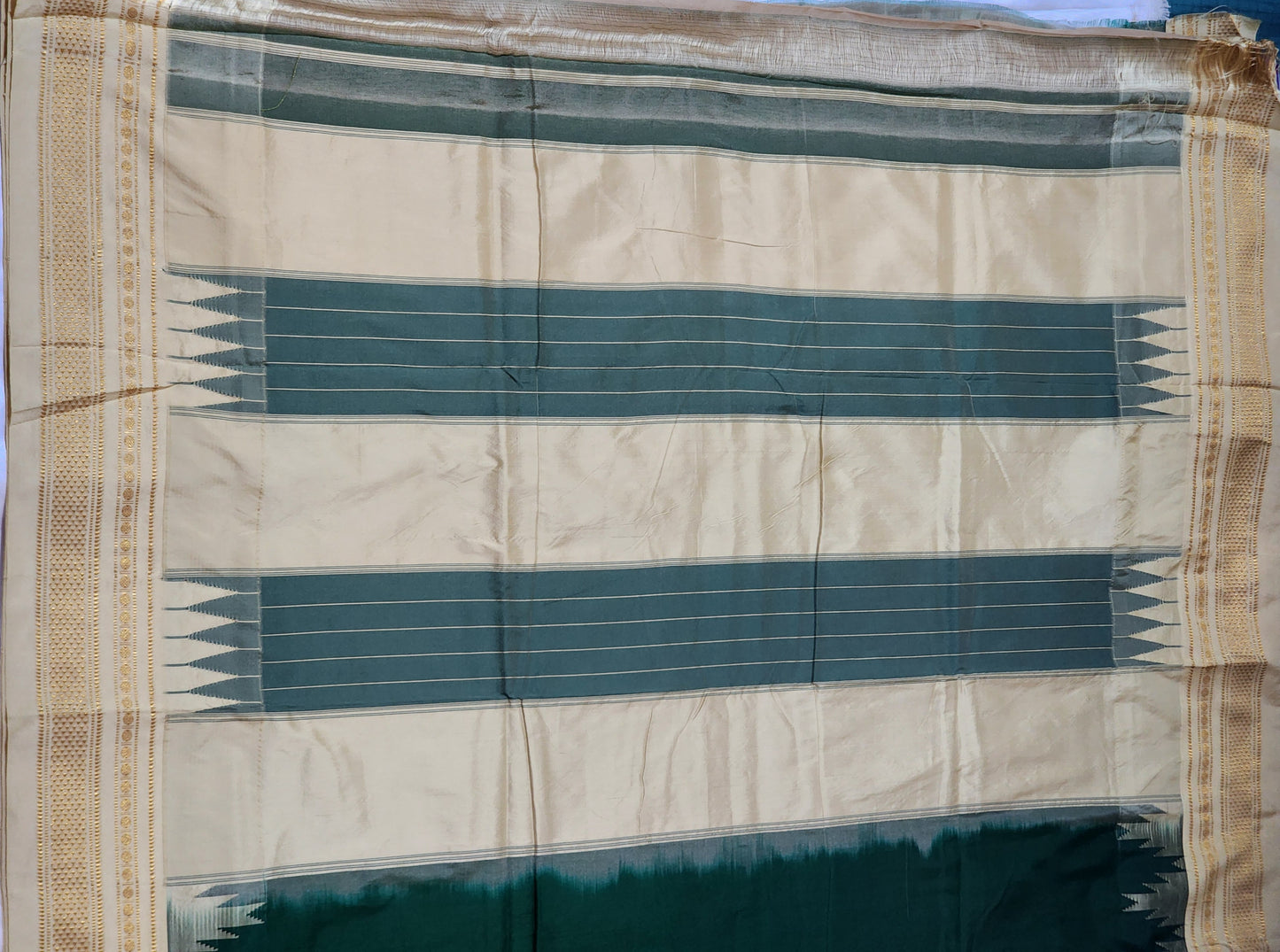 Bottle Green Ilkal Cotton-Viscose blend Saree