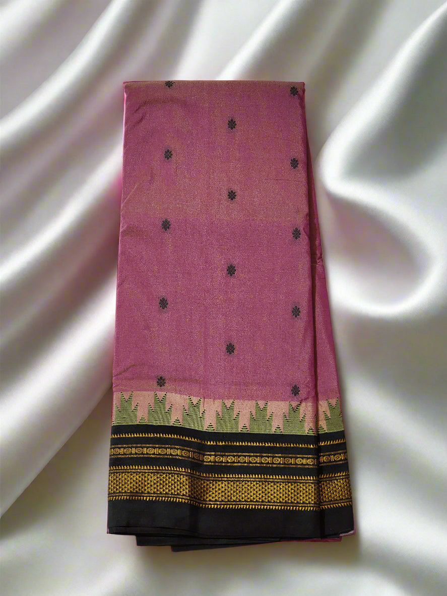 Dusty Rose Ilkal Cotton viscose blend Saree