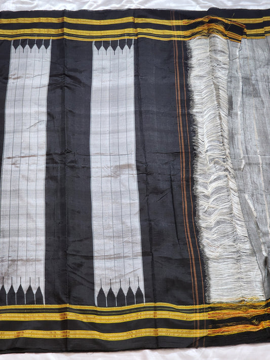 Elegant Grey Ilkal Viscose Silk Saree Gayathri border