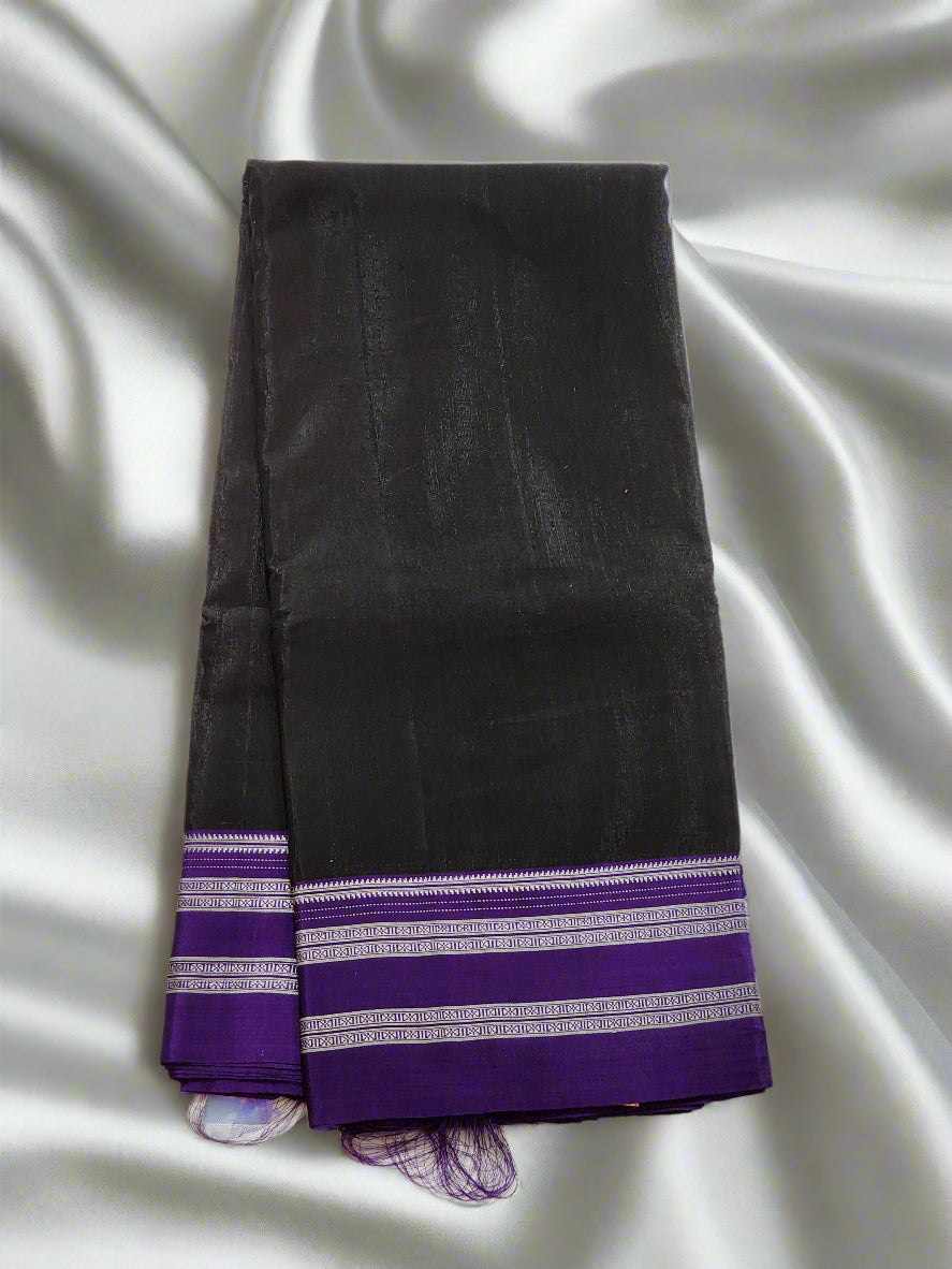 Black-purple Ilkal Viscose Silk Saree