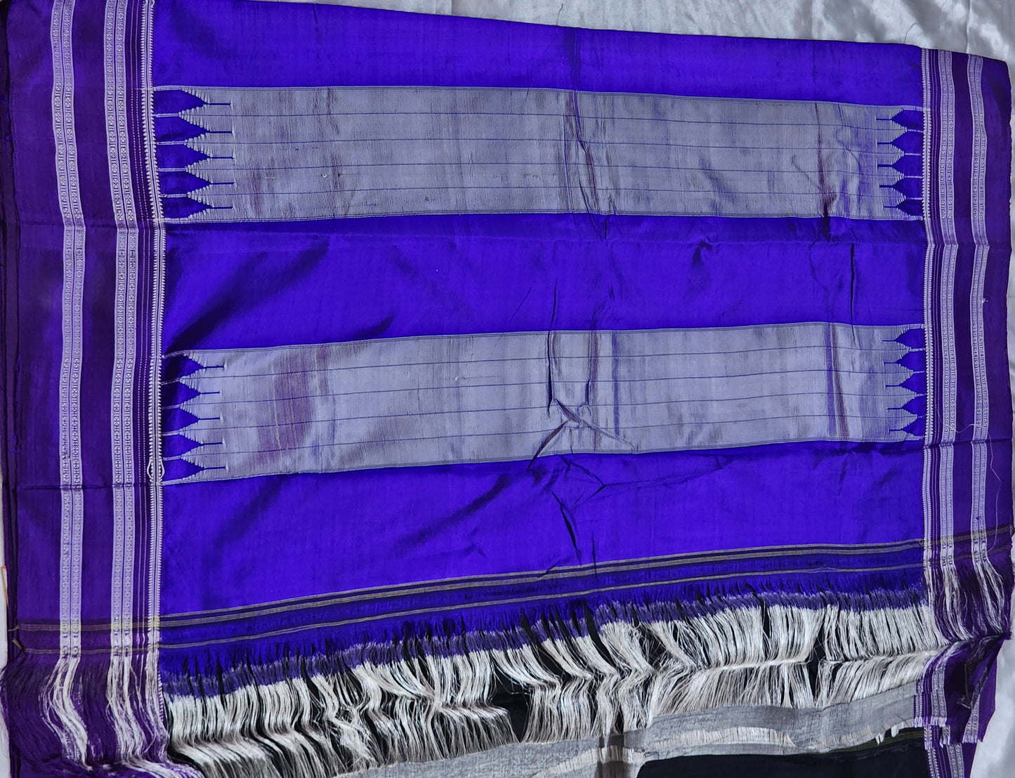 Black-purple Ilkal Viscose Silk Saree