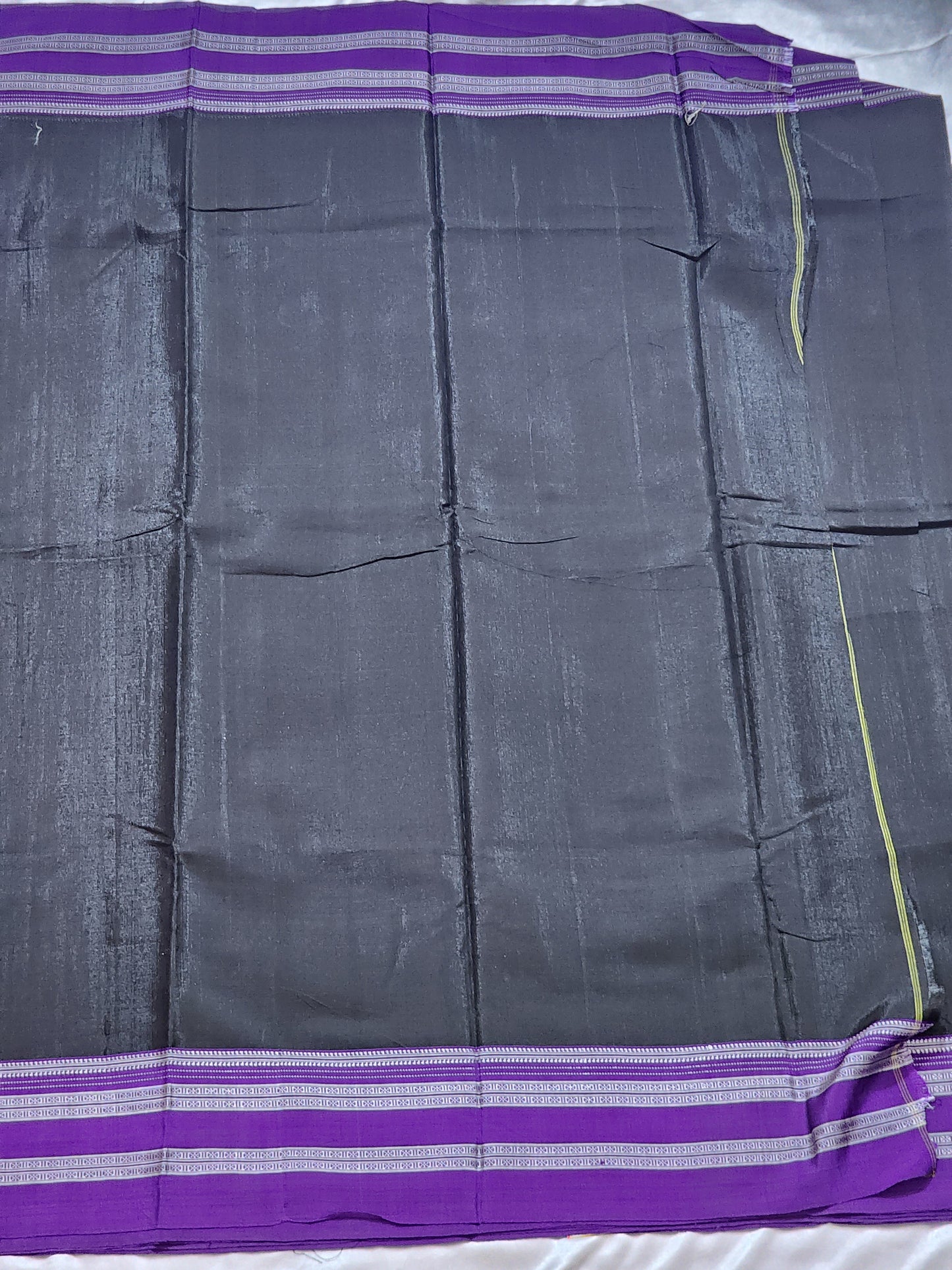 Black-purple Ilkal Viscose Silk Saree