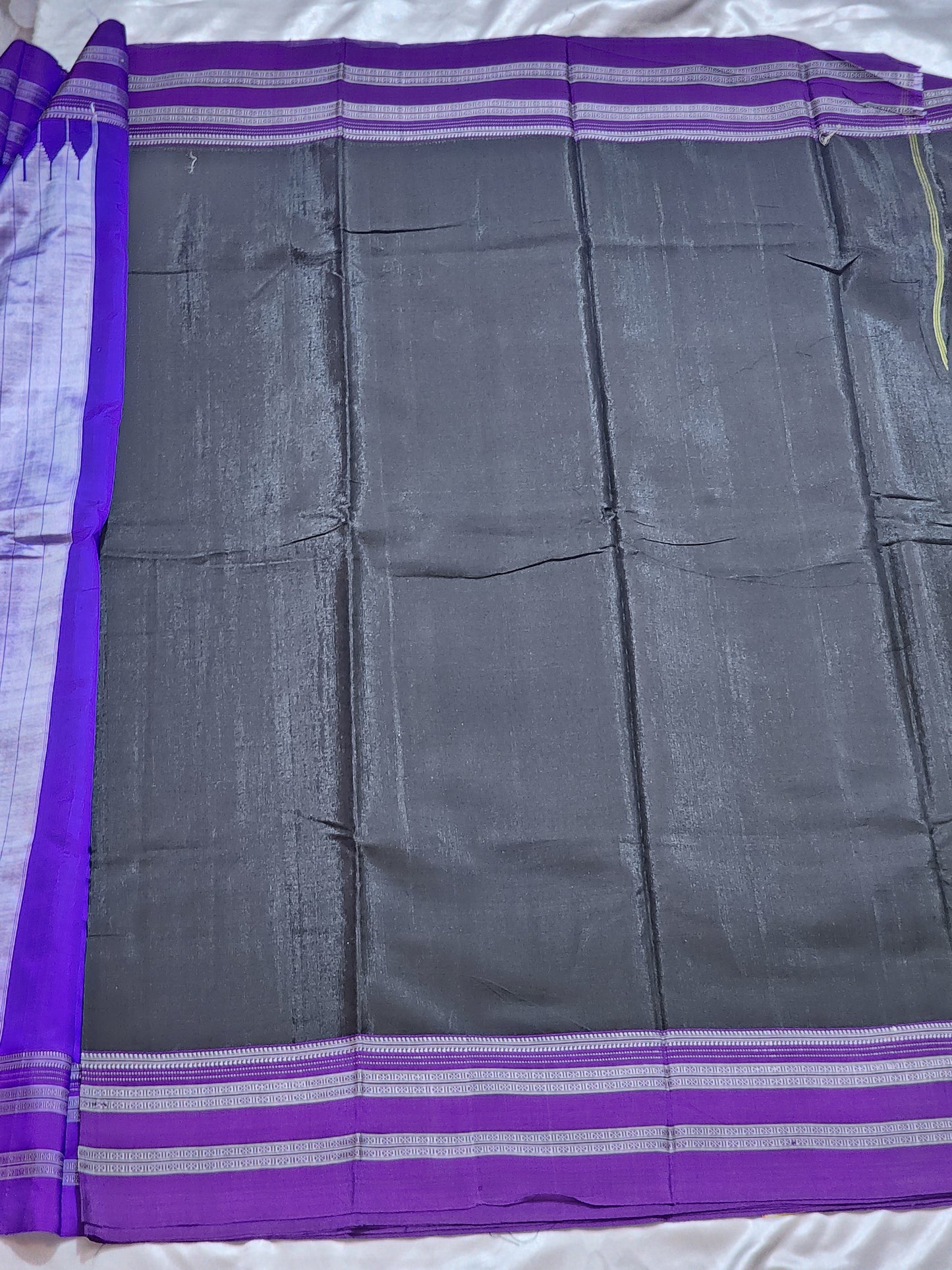 Black-purple Ilkal Viscose Silk Saree