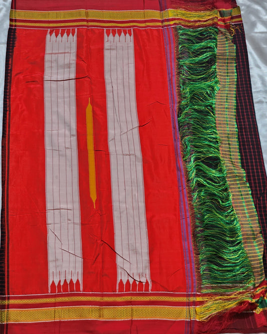 Black with red checks Ilkal Cotton Saree