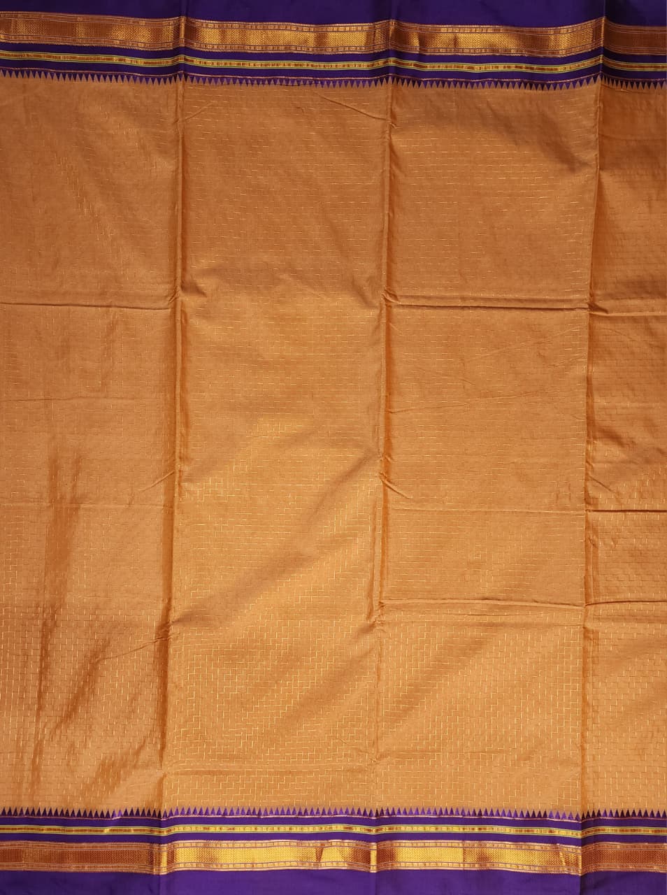 Mustard & Purple Ilkal Cotton Saree with Zig-Zag Jari