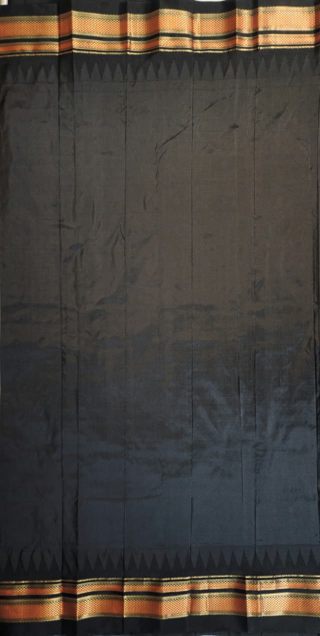 Steel Grey Pure Ilkal Gadwal Silk Saree with Necklace Zari Lines