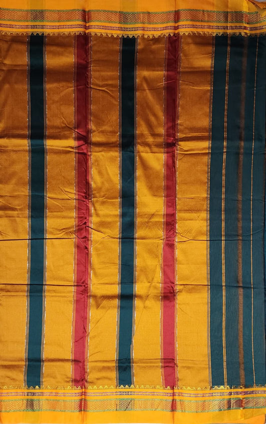 Deep teal green Ilkal Saree