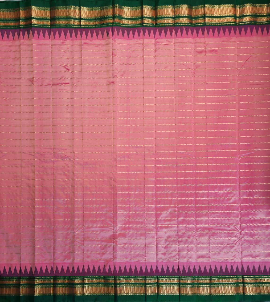 Rose Pink Pure Ilkal Gadwal Silk Saree with Necklace Zari Lines