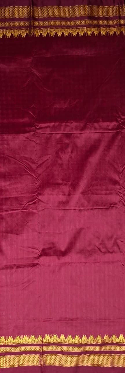 Maroon & White Ilkal Mini Checks Saree
