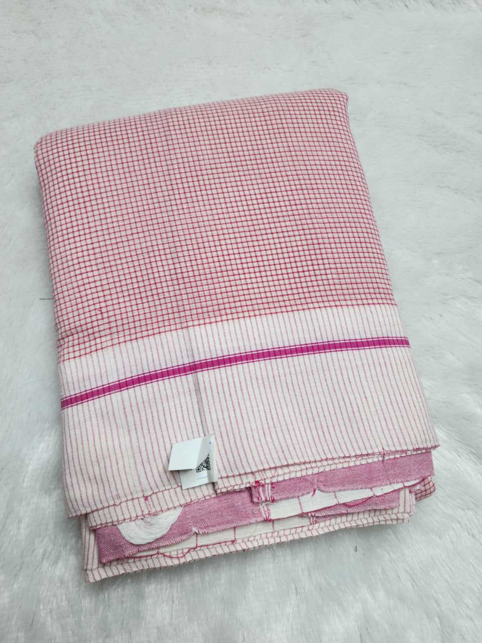 Peach Checks Patteda Anchu Ilkal Saree