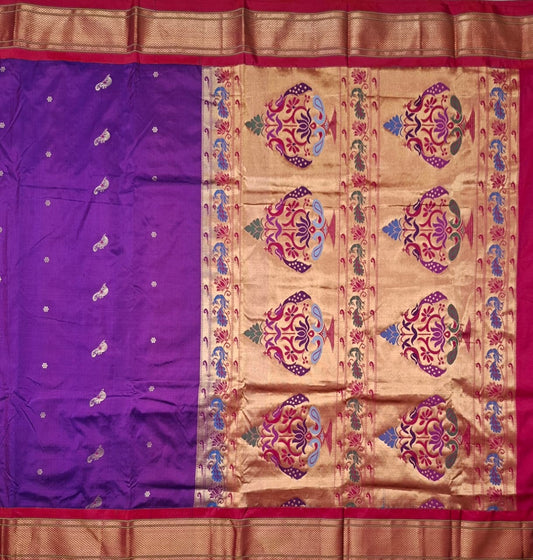 Magenta Purple Paithani Silk with Peacock Motifs