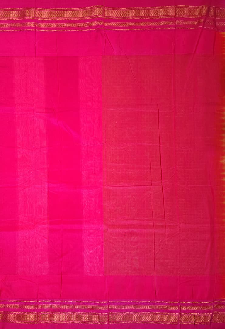 Mustard-Yellow Gadwal Chaduranga Ilkal Cotton Saree with Contrast Zari Border & Pallu