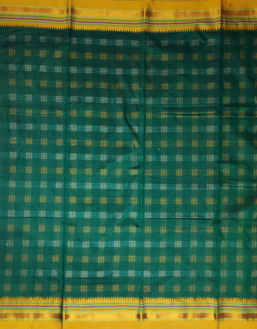 Bottle Green Half Silk Ilkal Saree