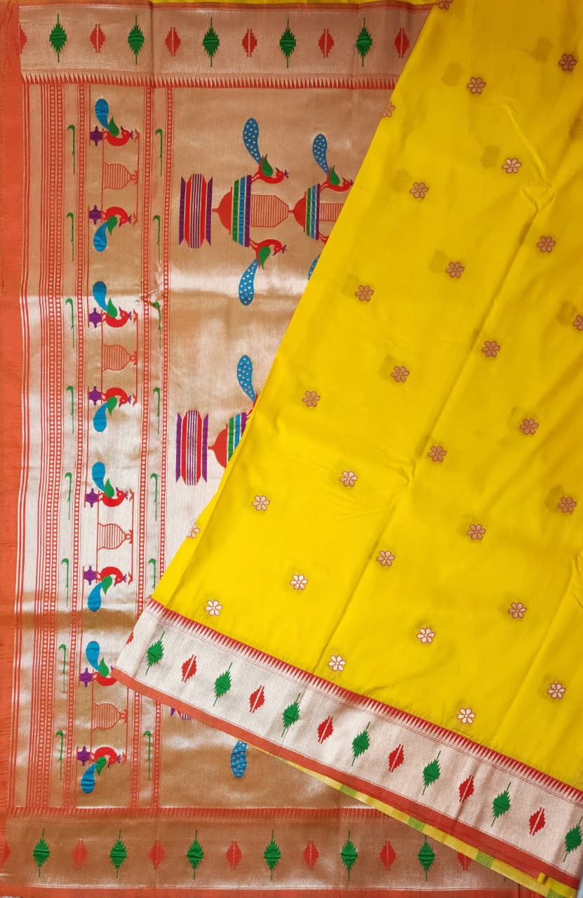 Radiant Yellow Soft Silk Paithani Saree