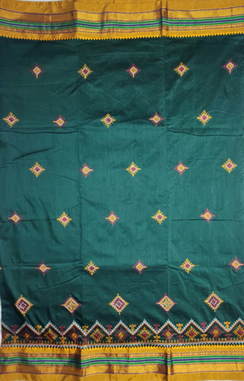 Deep Green Ilkal Kasuti Saree