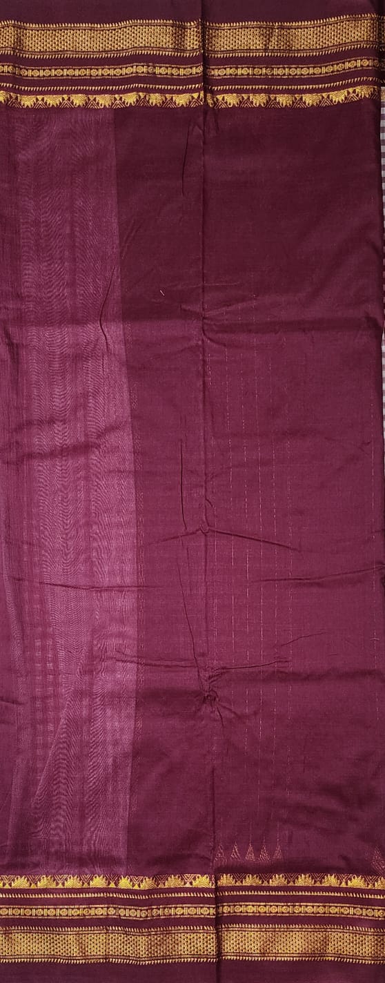 Maroon and White Ilkal mini Checks Saree with Rich Pallu