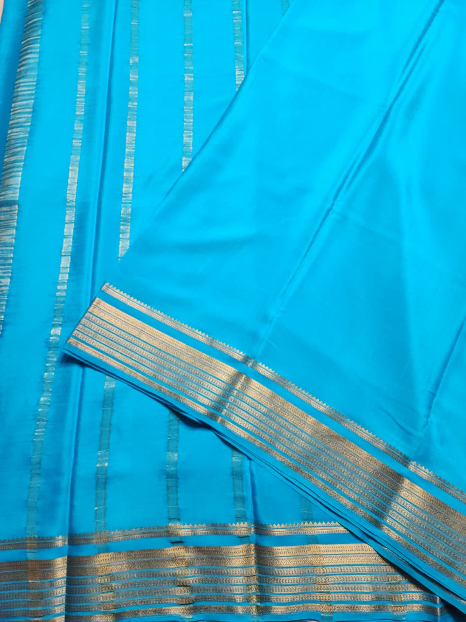 Turquoise Blue Mysore Silk Saree