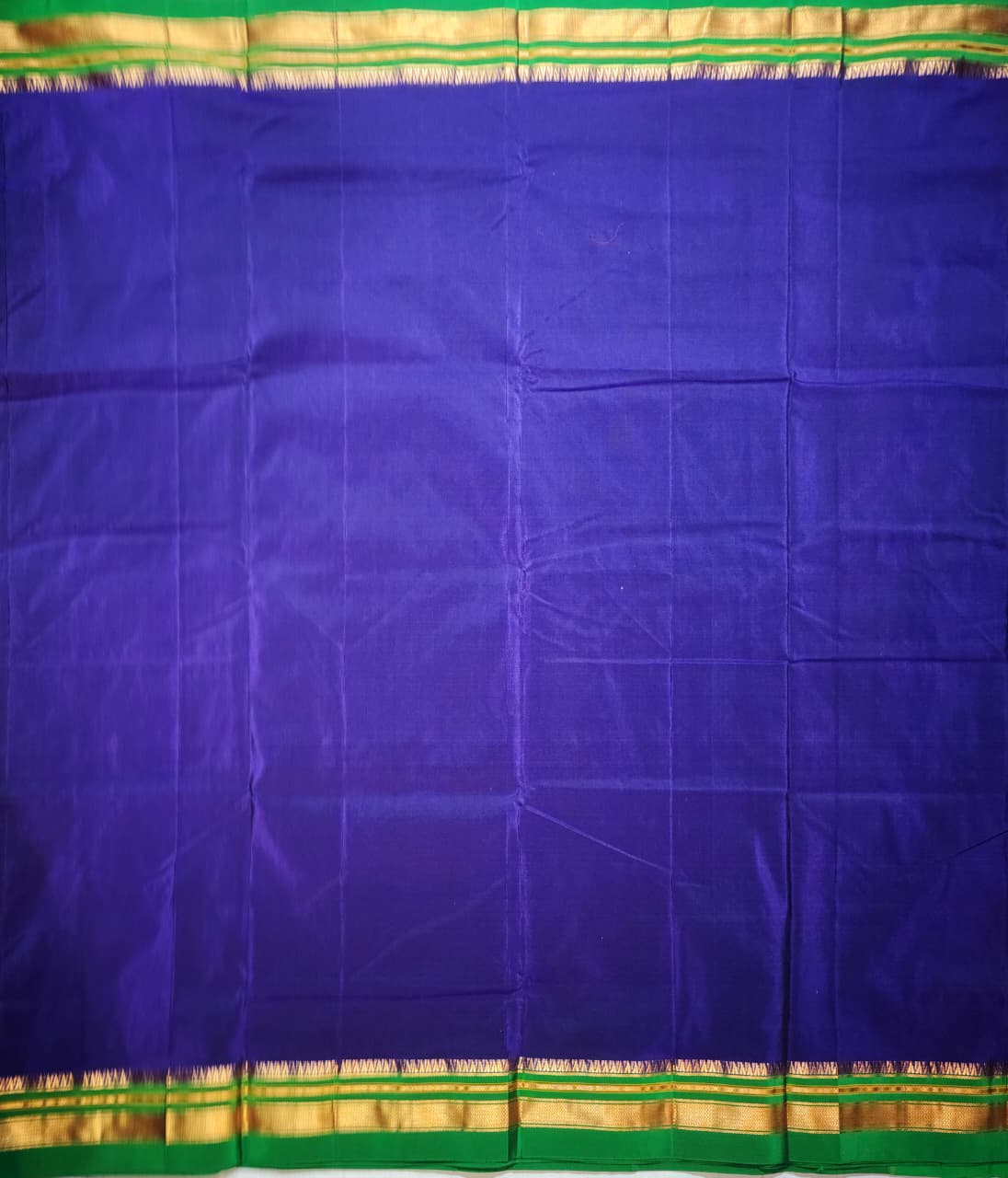 Royal Blue Ilkal Plain Cotton Saree with Thode Paras Border & Silk Pallu