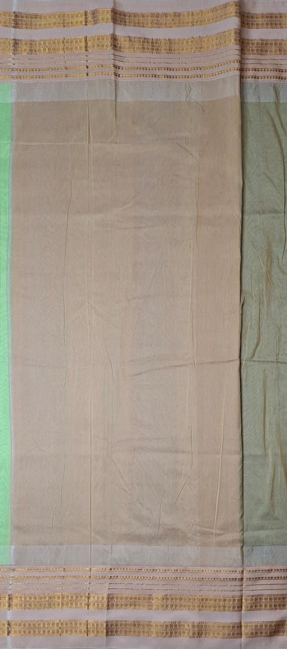 Leaf Green Big Checks Ilkal Saree with Beige Big Border
