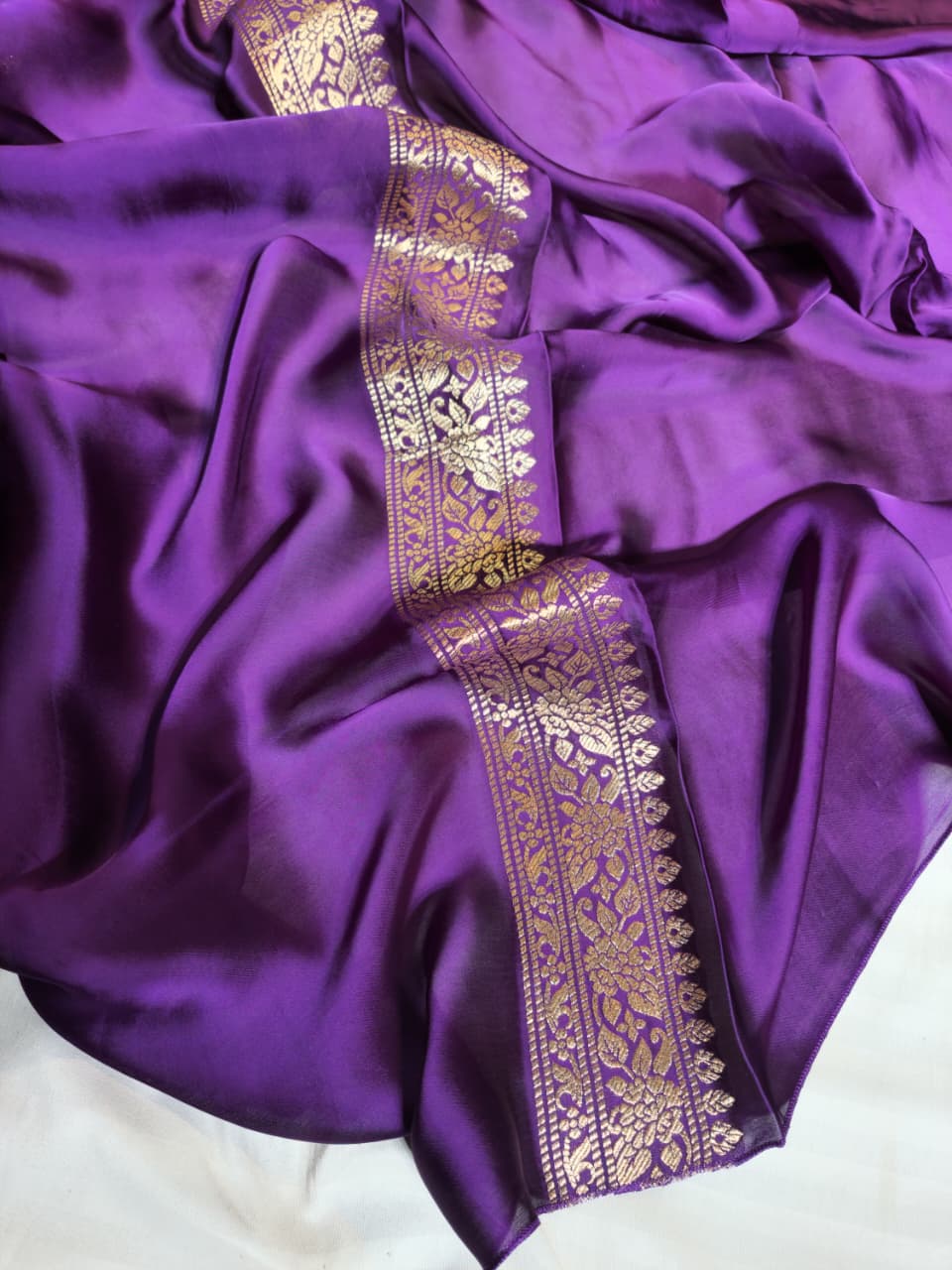 Purple Banaras Silk Saree with Gold Zari