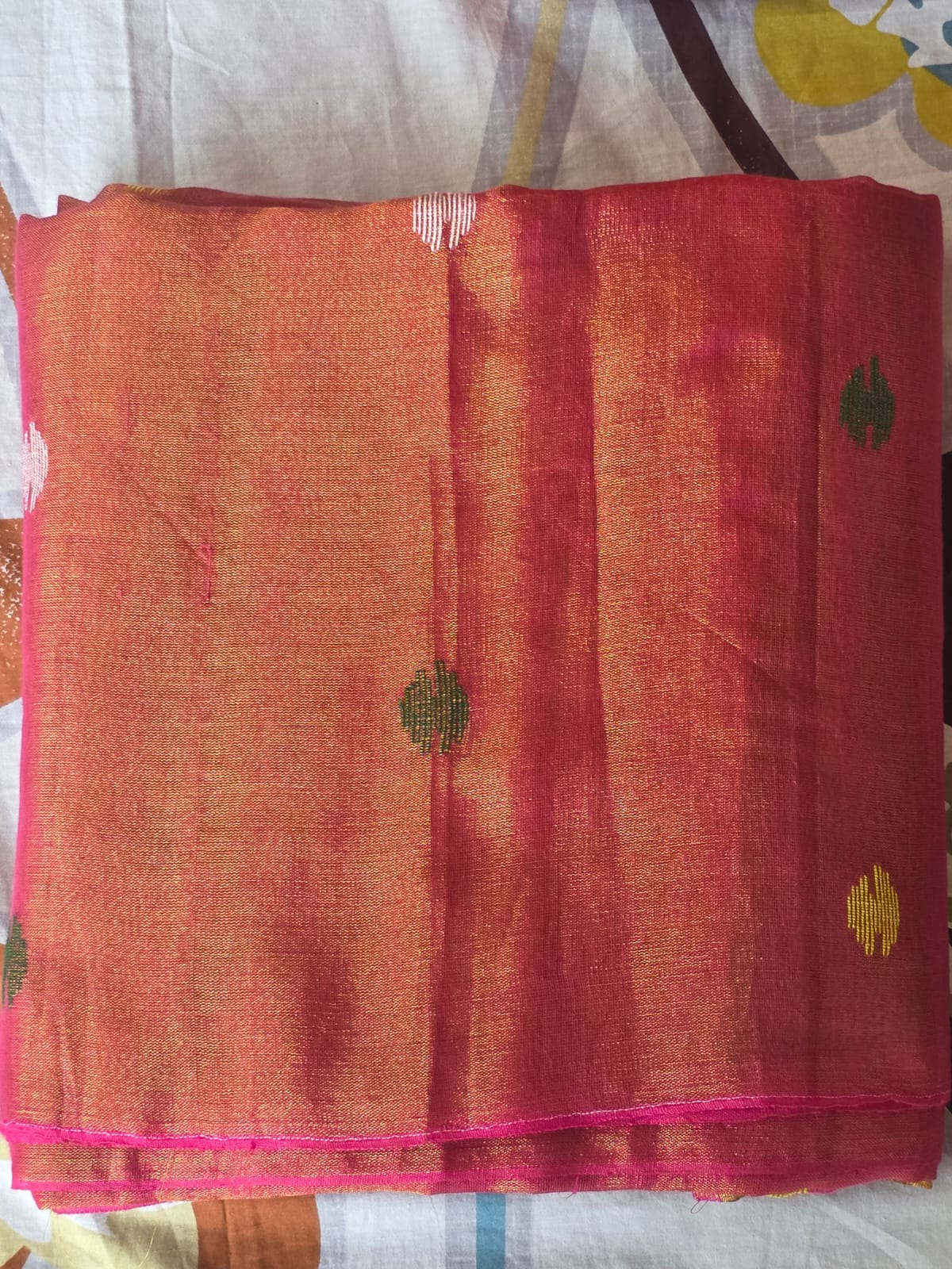 Orange Mul Tissue Saree With gold Paithani Pallu