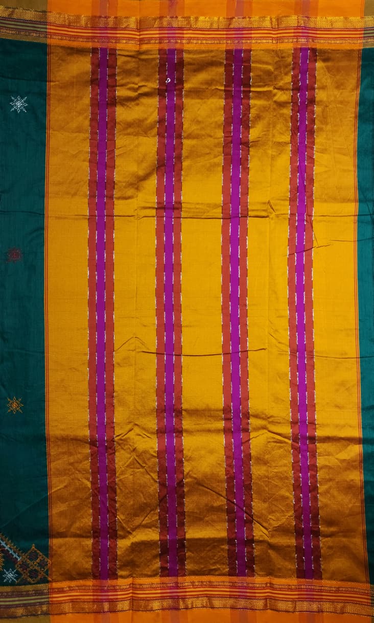 Teal Green Ilkal Kasuti Saree