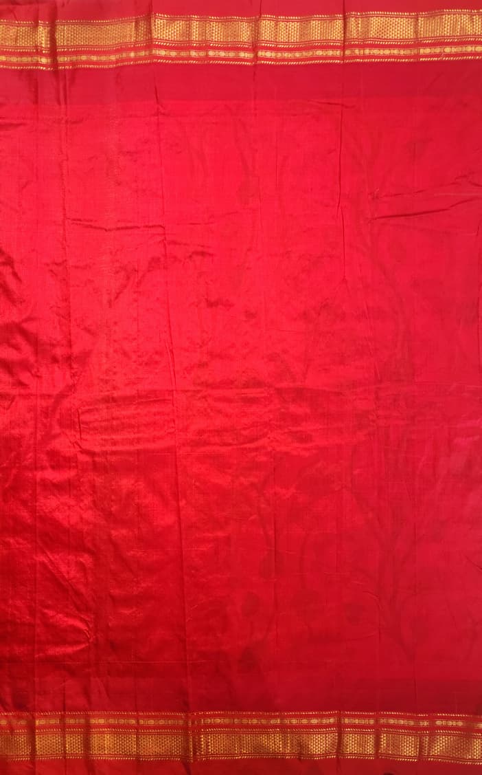 Mustard-Yellow Ilkal–Kalamkari Floral print Fusion Saree