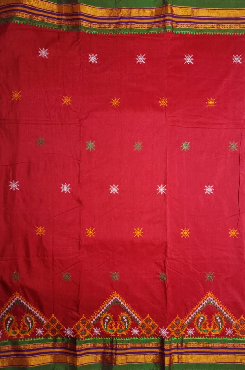 Crimson Red Ilkal Kasuti Saree