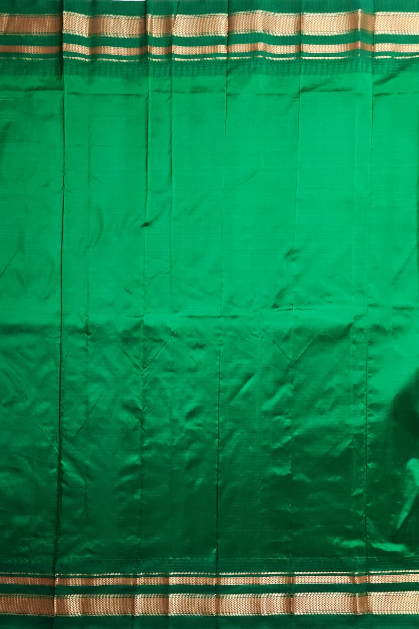 Lime Yellow Gadwal Pure Ilkal Silk Saree with Rapid Stripes