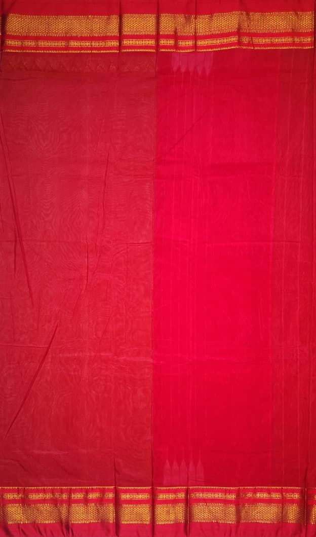 Beige Ilkal Tana Anjali Butta Cotton Saree with Temple Zari Border