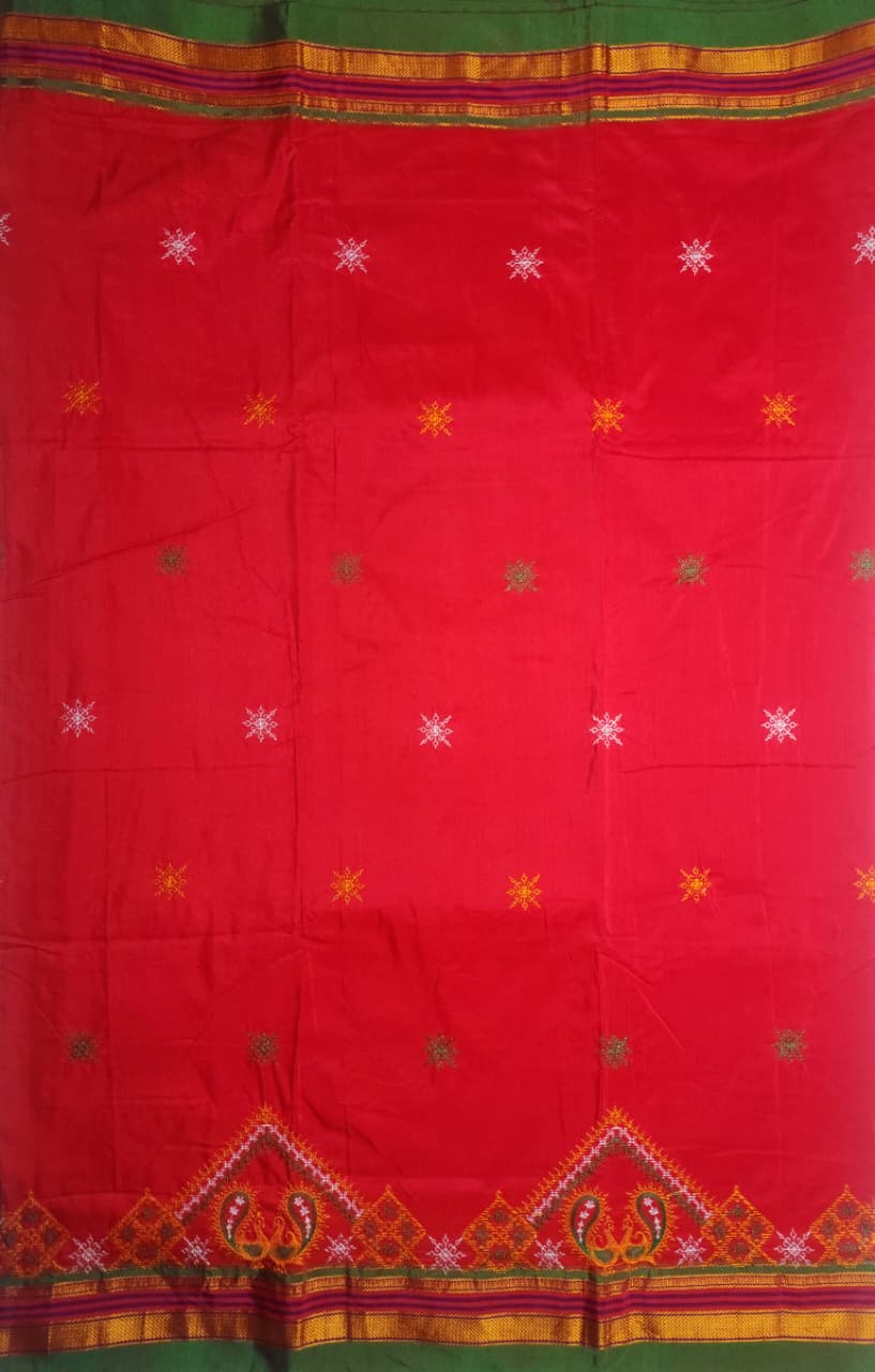 Classic Red Ilkal Kasuti Saree