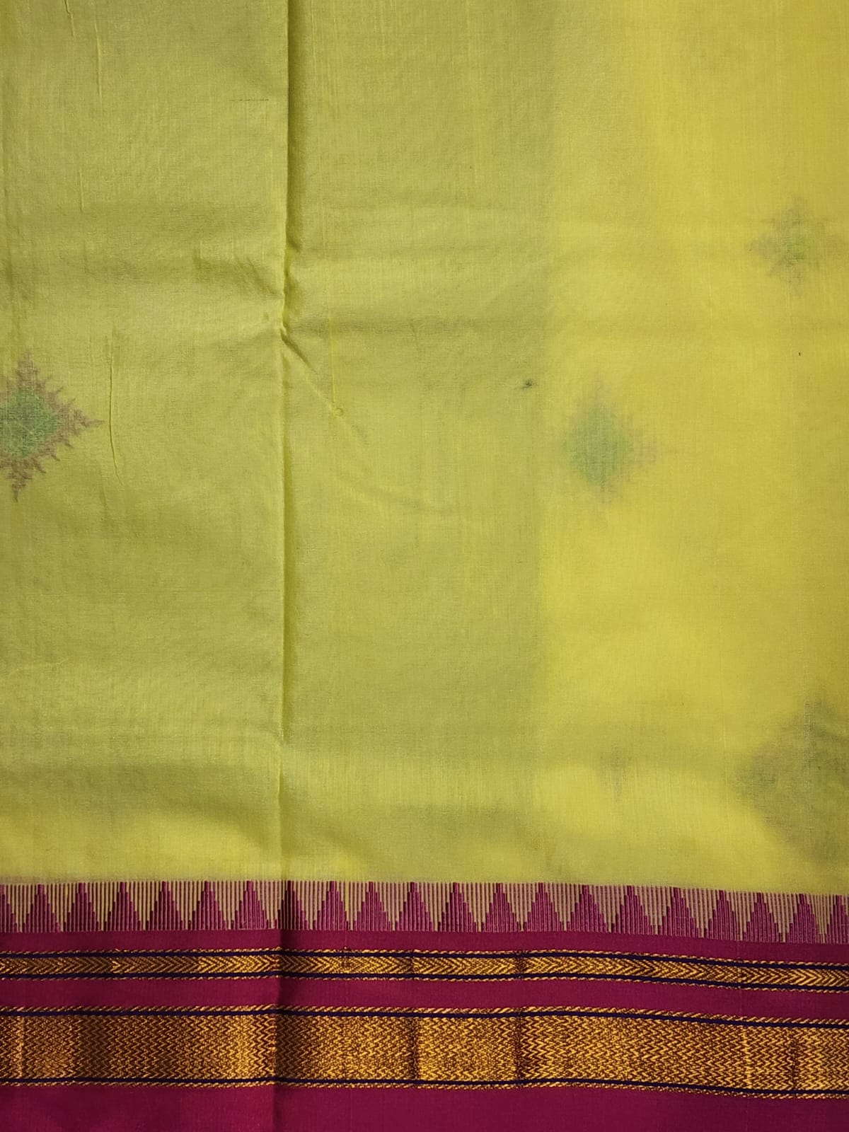 Sunshine Yellow flower Ilkal Kasuti Cotton Saree