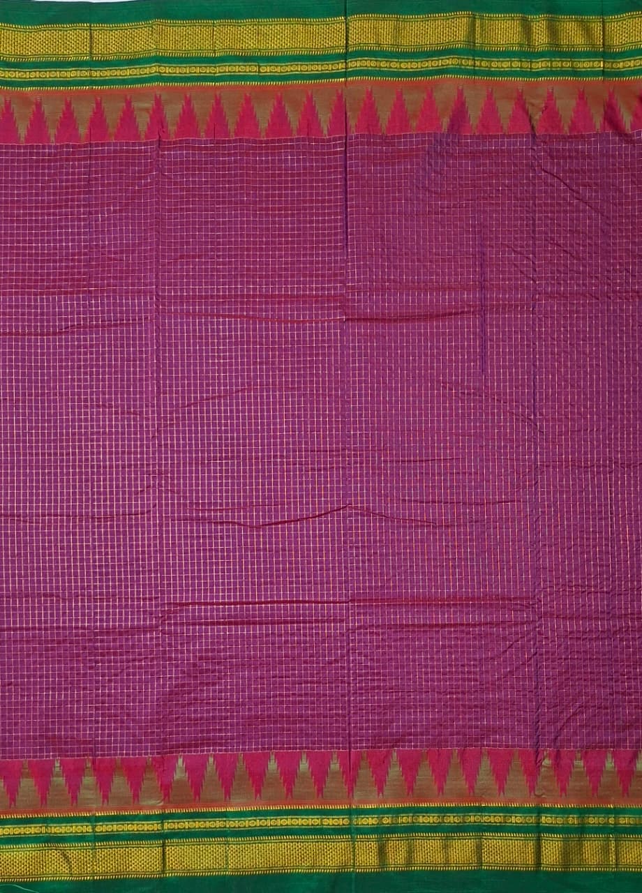 Magenta & Emerald Green Jari Chadarang Ilkal Saree